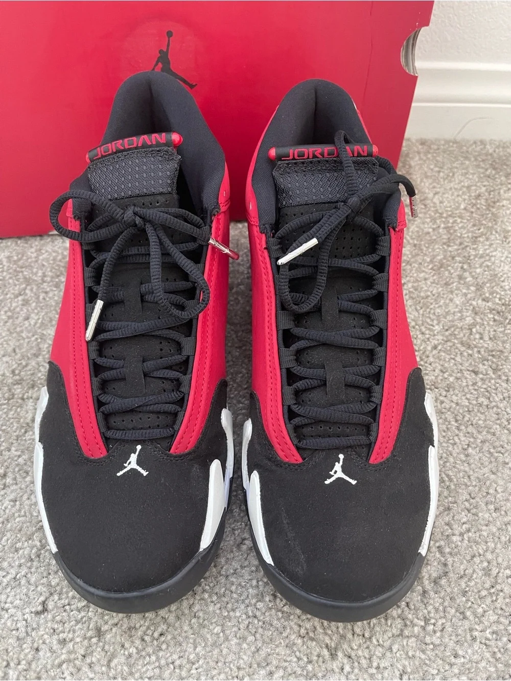 Air Jordan 14 retro Men’s Low-Top Sneakers in Red, Black & White